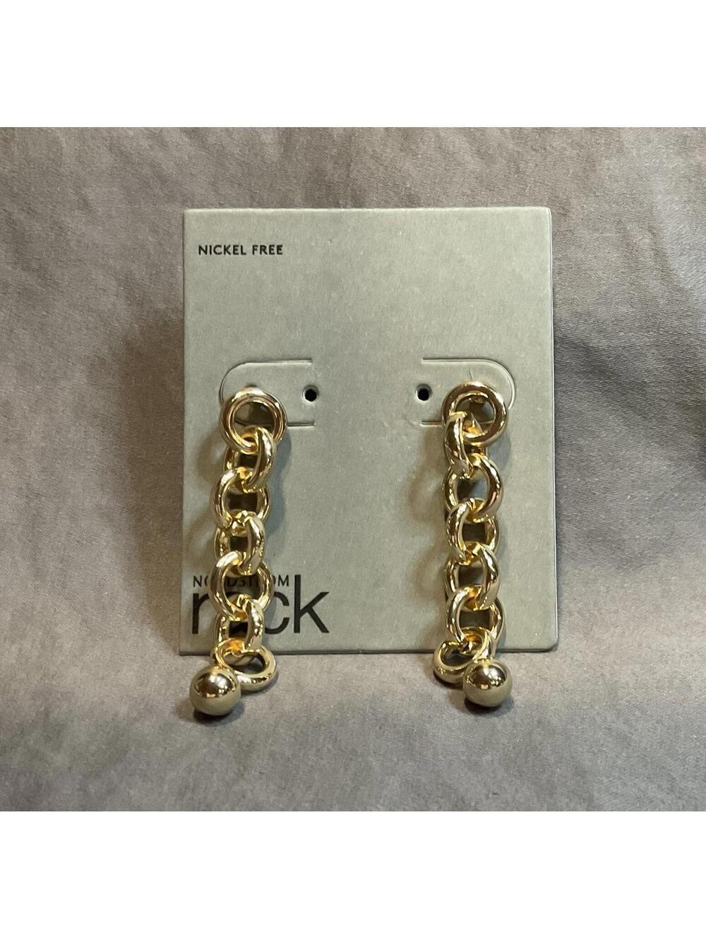 NWT Nordstrom Rack Gold Tone Chain Dangle Nickel Free Earrings #1422